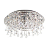 Round Chrome Crystal Ceiling Light - 18 Light