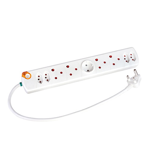 CABTREE UNSWITCHED 0.5m 4x16A 4x 6A SLIMLINE + SCHUKO EXTENDA PLUG