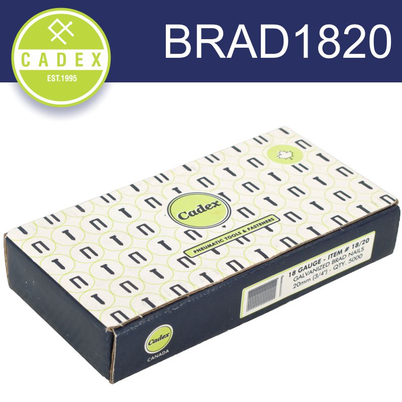 Cadex T20 Brad Nail 18G 20Mm Galv 5000Pce