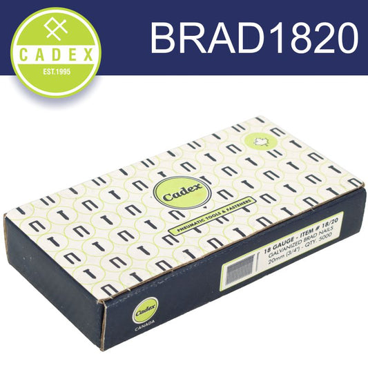 Cadex T20 Brad Nail 18G 20Mm Galv 5000Pce