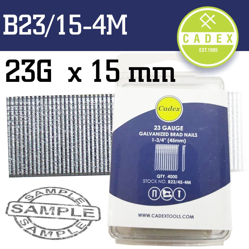 Cadex T15 Brad Nail 23G 15Mm Galv  4000Pce