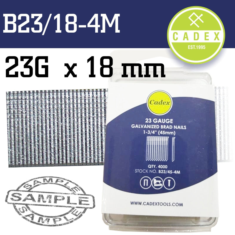 Cadex T18 Brad Nail 23G 18Mm Galv  4000Pce