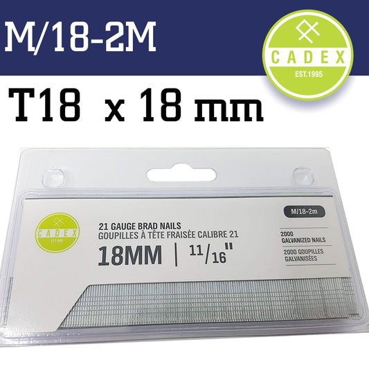 Cadex T18 Brad Nail 21G 18Mm Galv 2000Pce