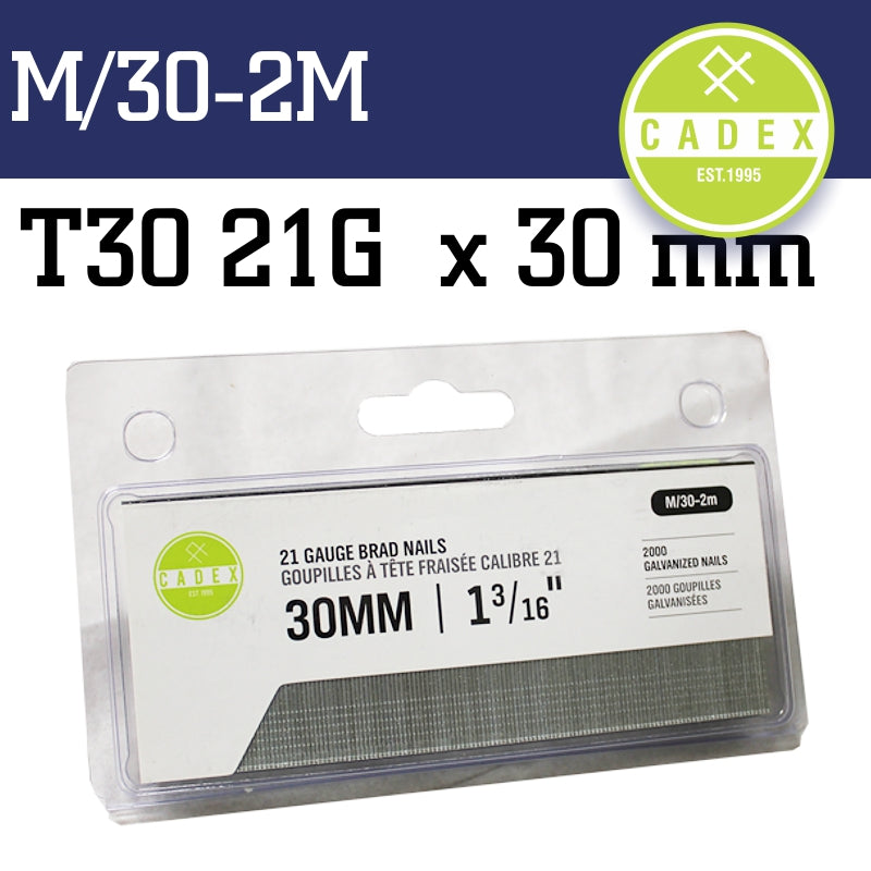 Cadex T30 Brad Nail 21G 30Mm Galv 2000Pce