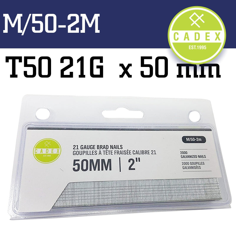 Cadex T50 Brad Nail 21G 50Mm Galv 2000Pce