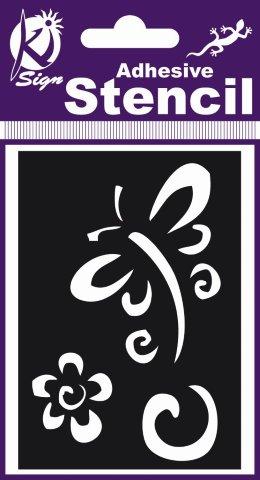 Adhesive Stencil Dragonfly And Flower Cn 100 X 70Mm