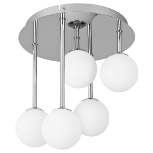 Brightstar Polished Chrome 5-Light Ceiling Fitting with White Glass