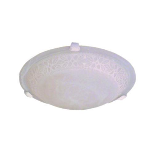 Metal Base With Floral Patterned Alabaster Glass And White Clips Ceiling Light 400Mm