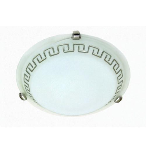 Metal Base With Silver Patterned Alabaster Glass And Silver Clips Ceiling Light 300Mm