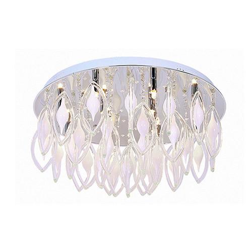 Polished Chrome Led Ceiling Fitting With Hanging Crystals And Glass