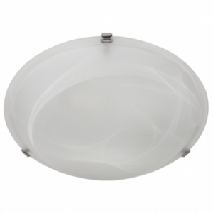 Brightstar CF2008 Large Silver Ceiling Fitting with Alabaster Glass (400mm, 3 x 60W ES)