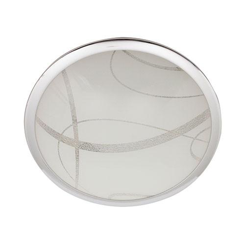 Satin Chrome With Patterned Glass Ceiling Light 400Mm