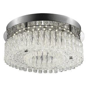 Brightstar Polished Chrome LED Ceiling Fitting with Glass and Clear Acrylic Crystals (12W, 4000K)