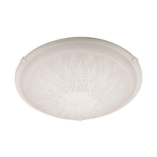 Line Patterned White Glass Ceiling Light 400Mm