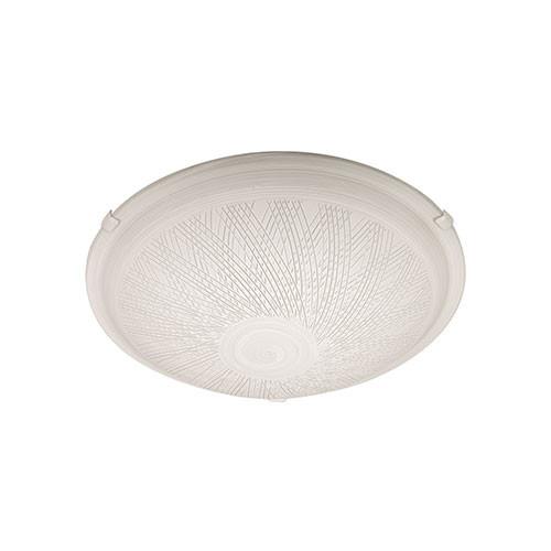 Line Patterned White Glass Ceiling Light 300Mm
