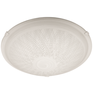 Brightstar CF293 Patterned White Glass Ceiling Fitting with White Clips (Available in 2-Light and 3-Light Options)