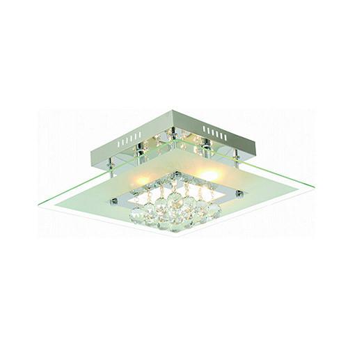 Polished Chrome With Glass And Crystals 1 Tier Square