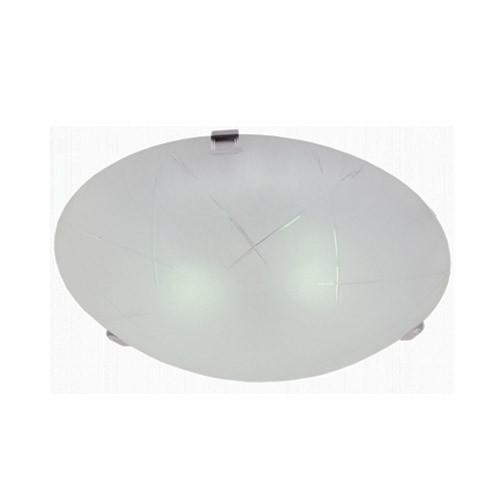Metal Base With Thatched Straw Patterened Frosted Glass And Chrome Clips 400Mm