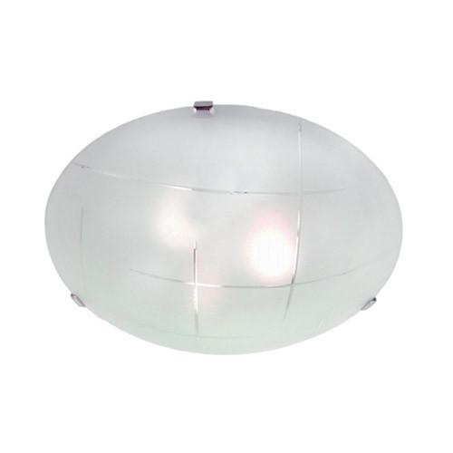 Metal Base With Patterned Frosted Glass And Chrome Clips Ceiling Light 400Mm