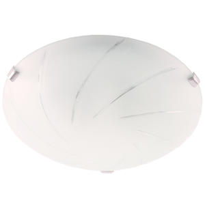 Brightstar CF327 Chrome Ceiling Fitting with Patterned Frosted Glass (Available in Large 400mm and Small 300mm)