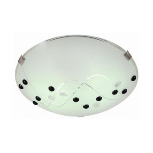 Metal Base With Black Cherry Patterned Frosted Glass And Crhome Clips Large