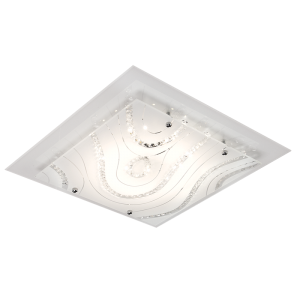 Brightstar CF334 LED Polished Chrome Ceiling Fitting with Patterned Glass and Crystals
