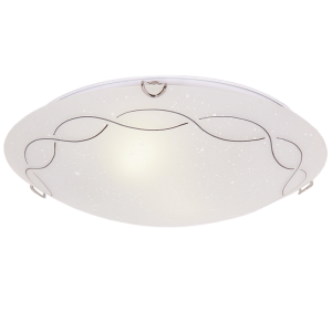 Brightstar CF3505 Chrome Glass Ceiling Fitting with Frosted Patterned Speckled Glass (400mm/300mm)