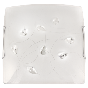 Brightstar CF362 Glass Ceiling Fitting with Frosted Pattern, Crystals, and Polished Chrome Clips (2 x 60W ES)