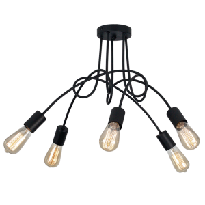Brightstar CF384/5 Black Metal Ceiling Fitting with 5 x 60W ES Holders (600mm Width)