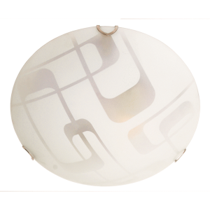Brightstar CF414 White Ceiling Fitting with Patterned Frosted Glass and Chrome Clips (300mm/250mm)