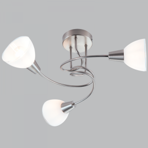Brightstar Elegant Satin Chrome Ceiling Fitting with White Glass - CF469/3