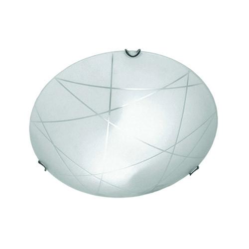 Frosted Linear Patterned Glass With Polished Chrome Clips Ceiling Light 320Mm