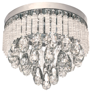 Brightstar CF520 Stainless Steel LED Ceiling Fitting with Glass and Crystals, 21W, 4000K