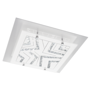 Brightstar CF541 LED Polished Chrome Ceiling Fitting with White Glass and Crystals