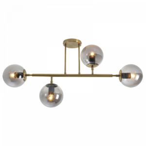 Brightstar Satin Gold Metal Ceiling Fitting with Smoke Colour Glass