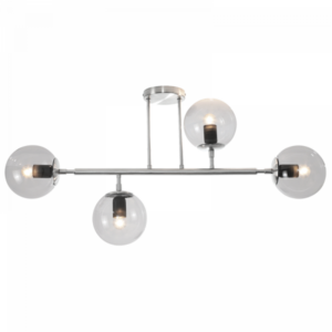 Brightstar Elegant Satin Chrome Ceiling Fitting with Clear Glass - CF561/4