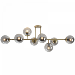 Brightstar CF562/8 Satin Gold Metal Ceiling Fitting with Smoke Glass - 8 Bulb Design