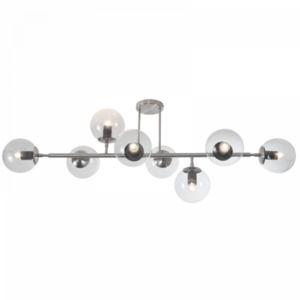 Brightstar CF563/8 Satin Chrome Ceiling Fitting with Clear Glass, 8-Light
