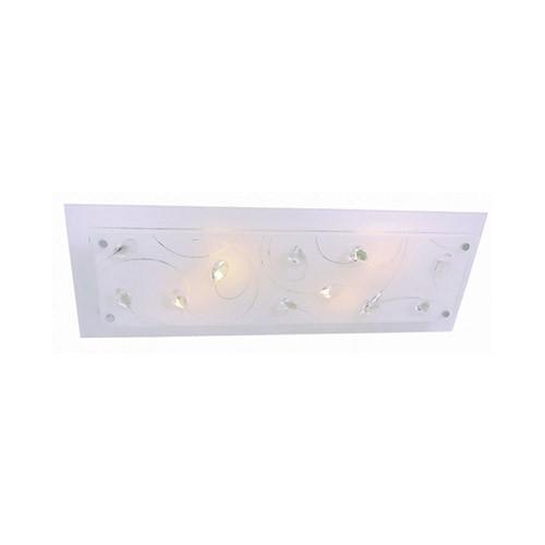 White Patterned Glass With Clear Acrylic Crystals Rectangular Ceiling Light