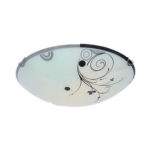 Spiral Floral Patterned Frosted Glass With Chrome Clips Ceiling Light 300Mm