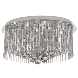 Brightstar CF721/10 LED Polished Chrome Flush Mount Ceiling Fitting with Glass and Crystals and Remote Control