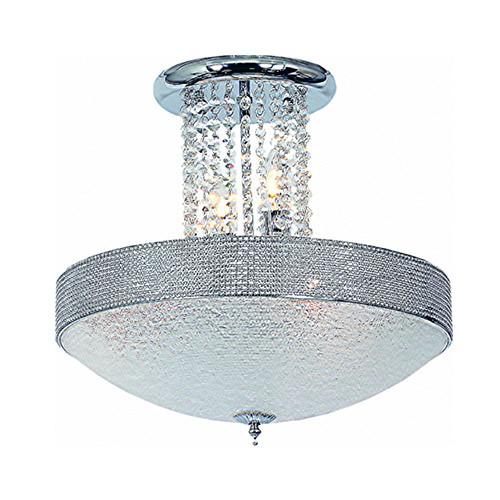 Polished Chrome With Stippled Glass And Clear Acrylic Crystals