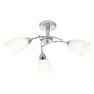 Brightstar Polished Chrome 3-Light Chandelier with White Glass