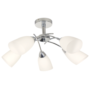 Brightstar Elegant CH019/5 Polished Chrome 5-Light Chandelier with White Glass