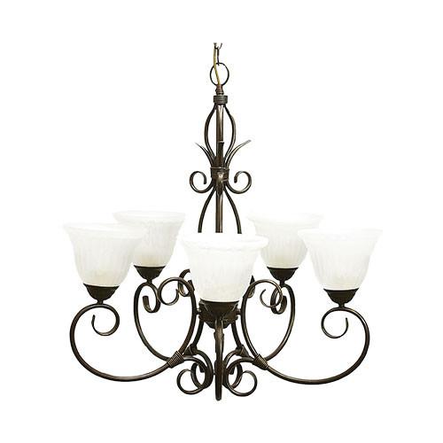 Metal Chandelier With Alabaster Glass
