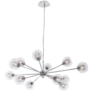 Brightstar Elegant 12-Light Polished Chrome Chandelier with Clear Glass
