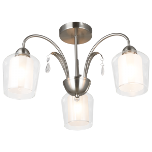 Brightstar Satin Chrome Chandelier with Clear and Frosted Glass - 3 Light