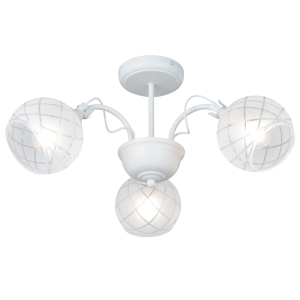 Brightstar Elegant Matt White 3-Light Chandelier with Clear Frosted Patterned Glass