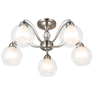 Brightstar Satin Chrome 5-Light Chandelier with Clear and Frosted Glass