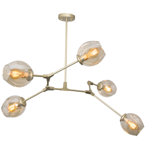 Brightstar Elegant Gold Chandelier with Champagne Glass and Adjustable Height